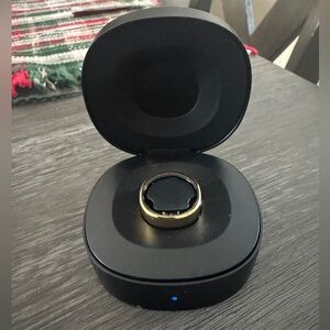 Gold and Black Smart Ring with Charging Case